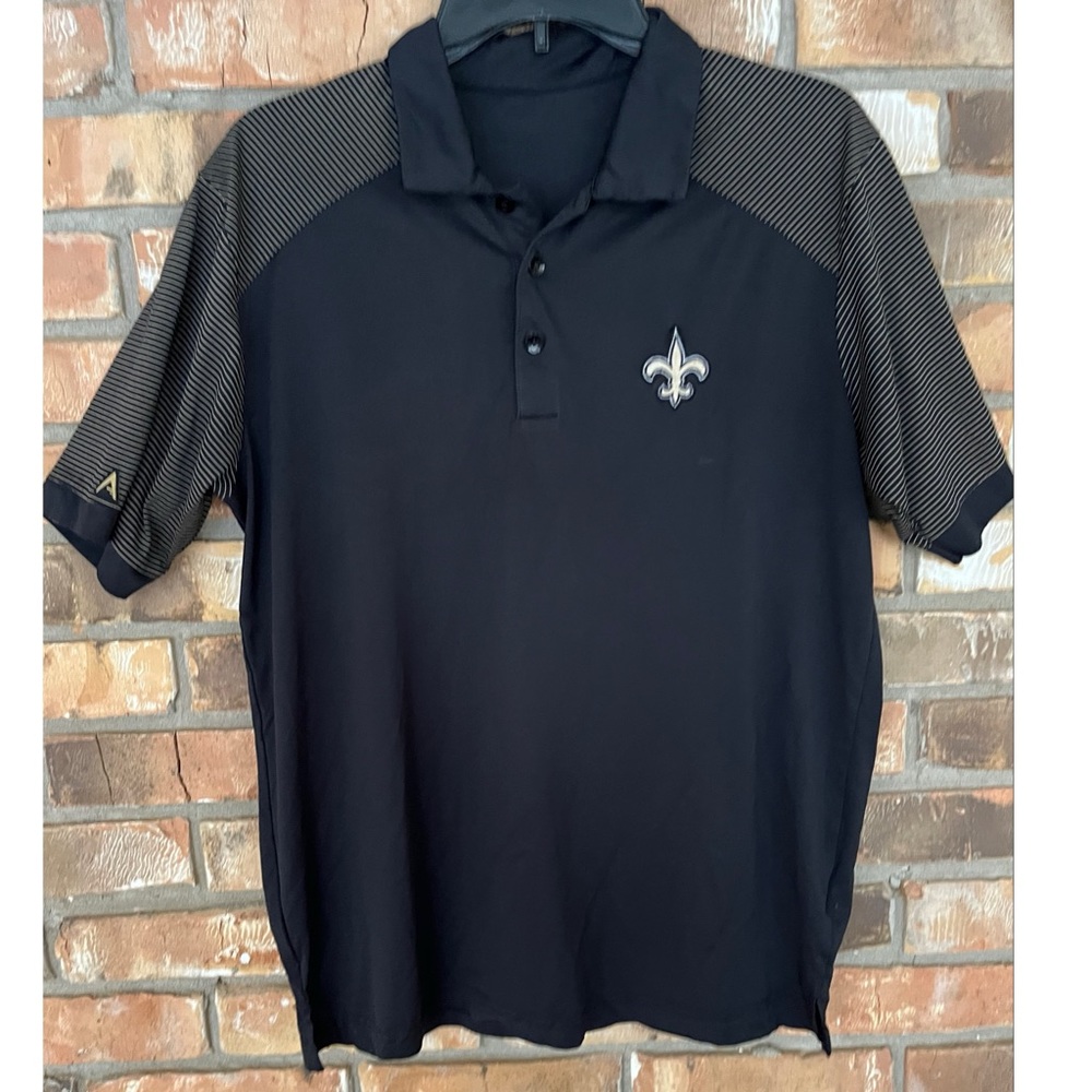 New Orleans Saints Men’s Black and Gold Short Sleeve Polo Shirt Size Medium